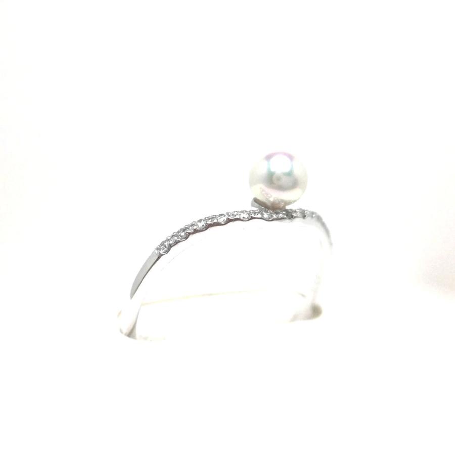 真珠 リング パール アコヤ真珠 真珠リング パールリング 4.3mm Pt900 プラチナ ダイヤモンド 0.07ct 67915の画像