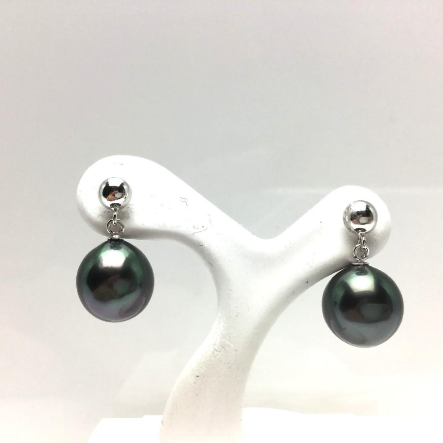 真珠 ピアス パール 黒蝶真珠 スタッド 真珠ピアス パールピアス 9.4mm 