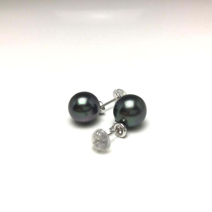 新品 黒蝶真珠 ピアス 9.4mm K14WG