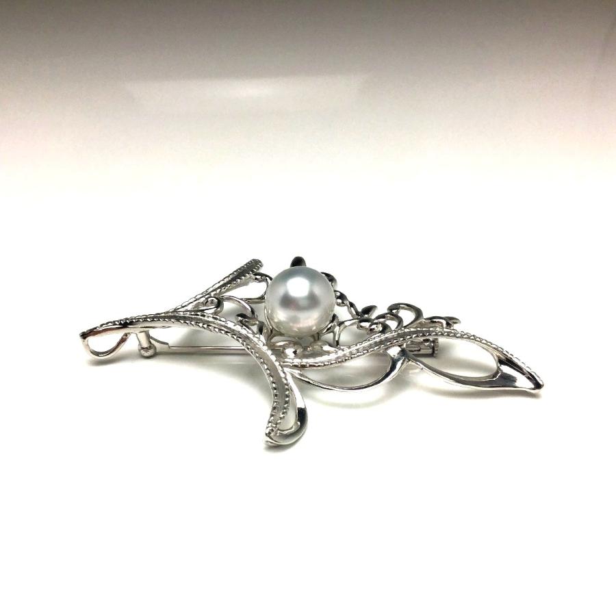 真珠 ブローチ パール 白蝶真珠 真珠ブローチ パールブローチ 11.3mm