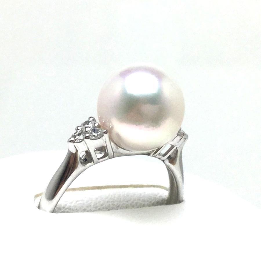 Pt900パール＆ダイヤ セットリング アコヤ真珠9.5mm〜10mm Pt900パール