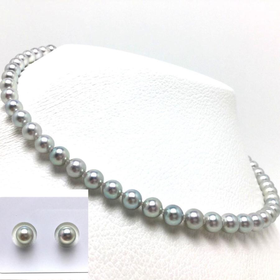 真珠 ネックレス パール アコヤ真珠 イヤリング or ピアス セット 真珠ネックレス パールネックレス 6.5-7.0mm 70392の画像