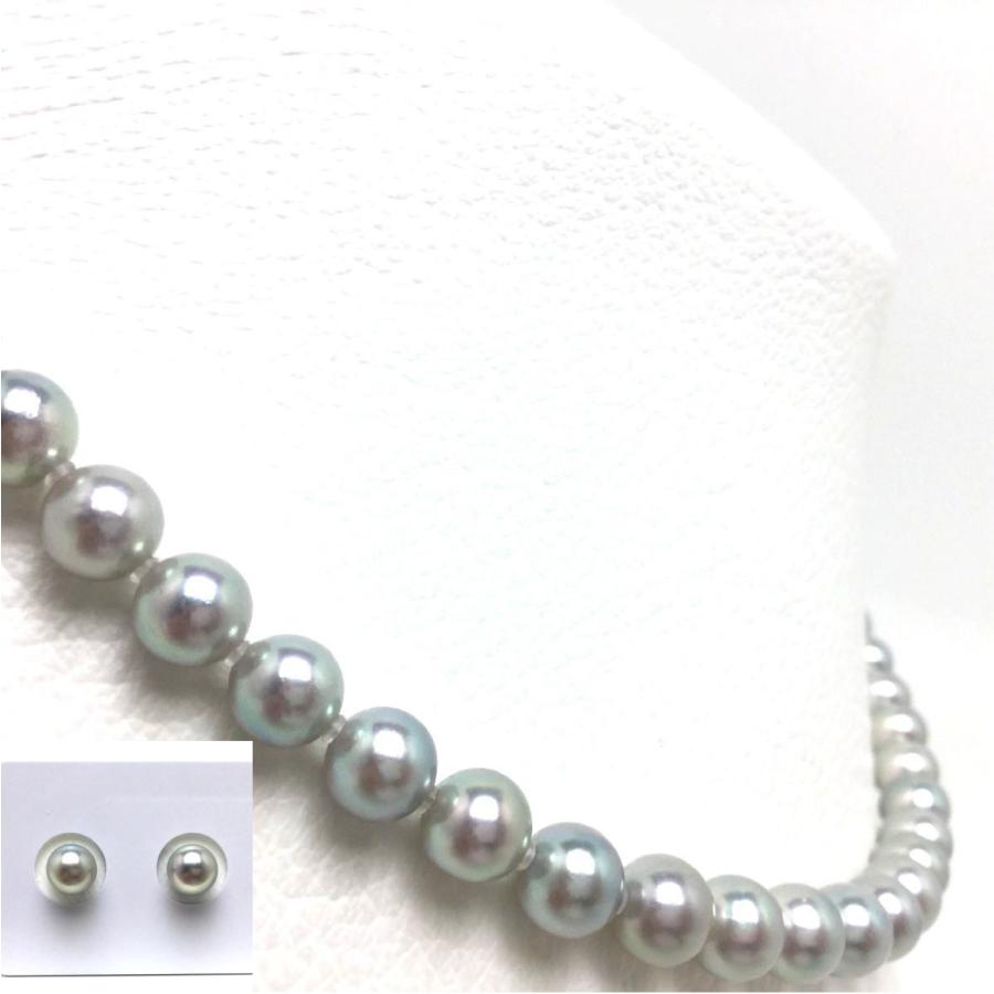真珠 ネックレス パール アコヤ真珠 イヤリング or ピアス セット 真珠ネックレス パールネックレス 6.5-7.0mm 70392の画像