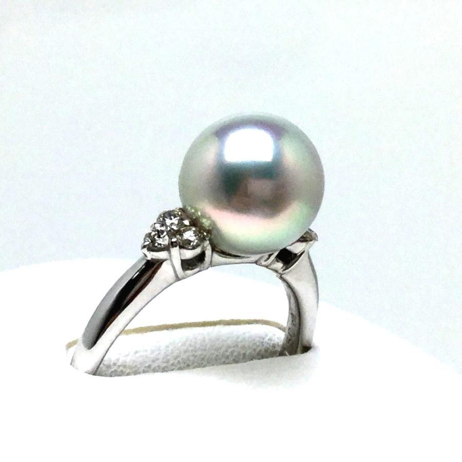 Pt900 パール ダイヤモンド リング サイズ15 0.15 9.0mm