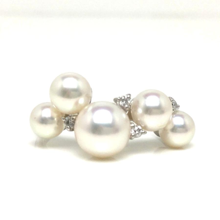 【最終値下げ】アコヤ真珠（パール） 天然ダイヤモンド リング　指輪 アコヤ真珠 パール リング 指輪 ベビーパール 7個付 K10WG/K18WG 6月