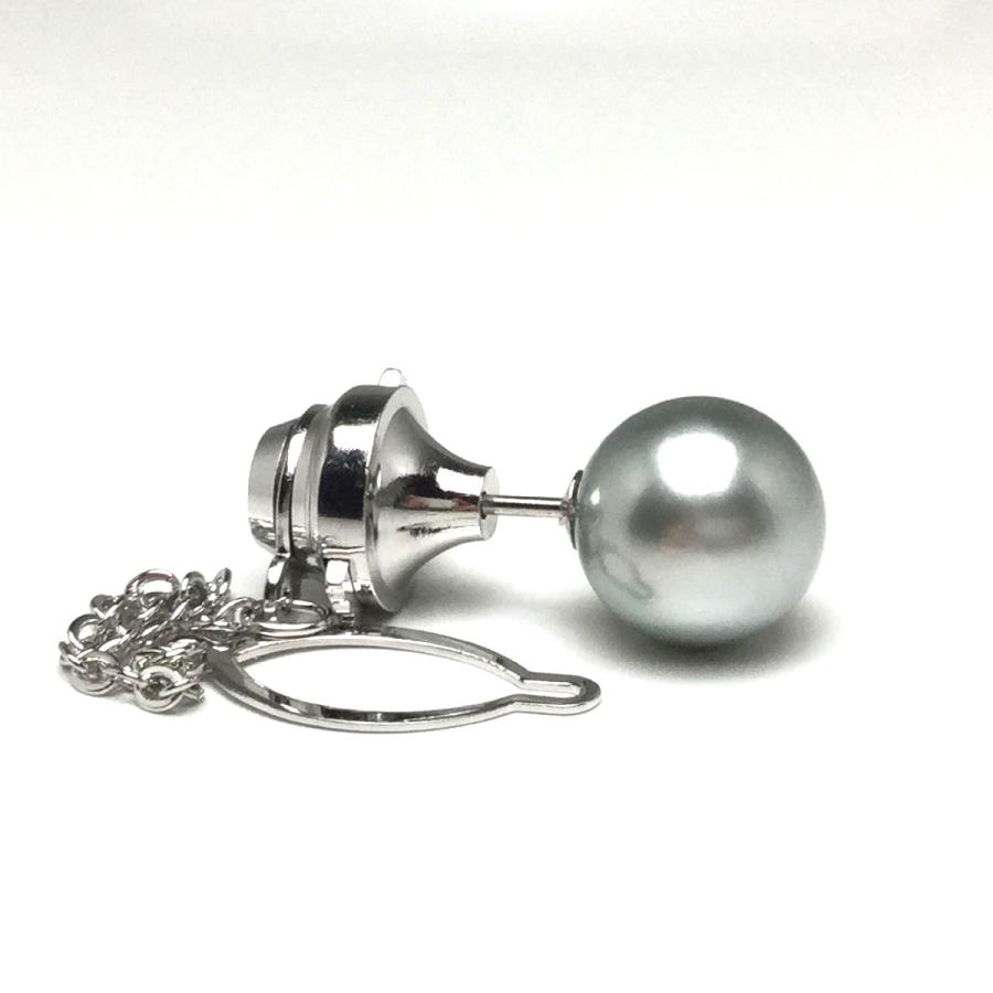 真珠 ネクタイピン パール 黒蝶真珠 10.75mm Pt900 プラチナ 針 73111 