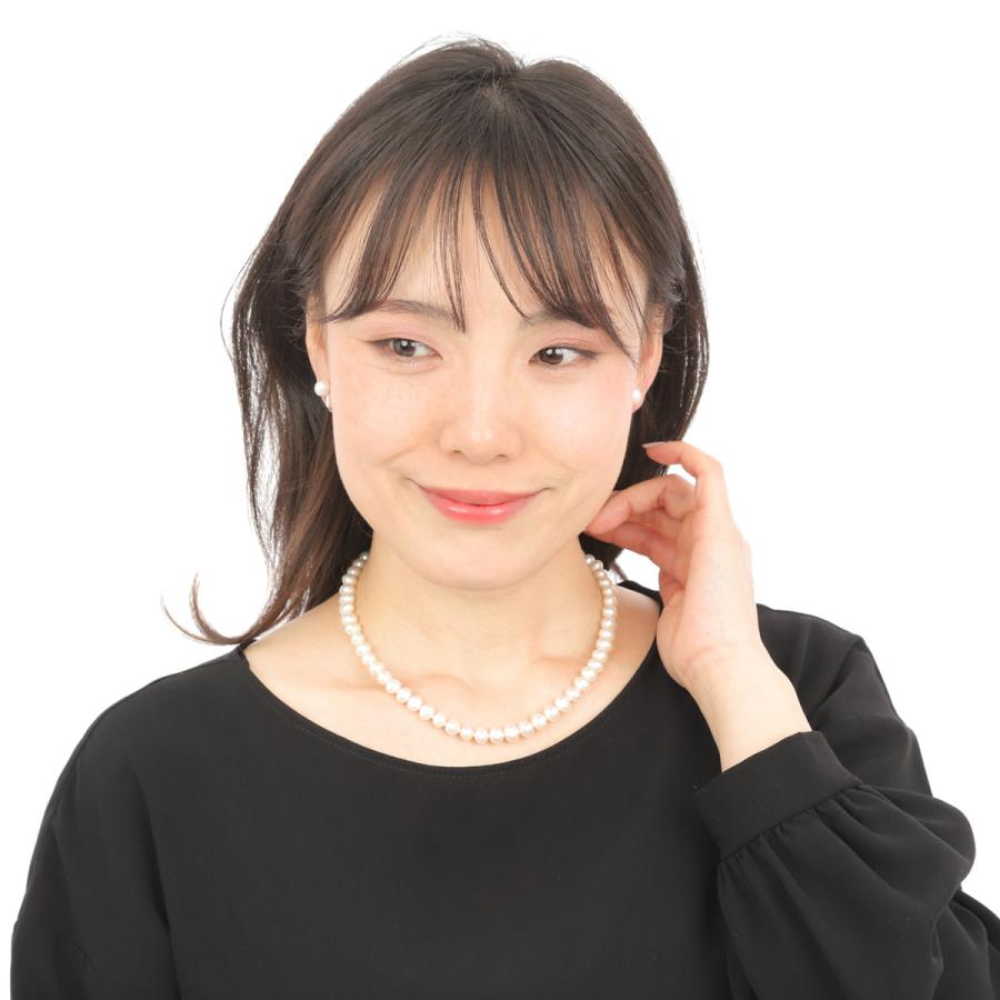 真珠 ネックレス パール 淡水真珠 イヤリング or ピアス セット 真珠ネックレス パールネックレス 7.0-8.0mm 73201の画像