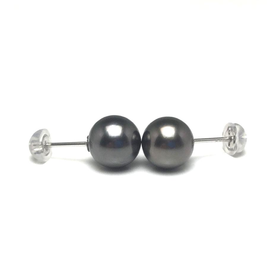 真珠 ピアス パール 黒蝶真珠 スタッド 真珠ピアス パールピアス 8.8mm