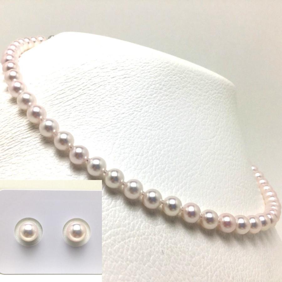 真珠 ネックレス パール 花珠　テリ最強　 アコヤ真珠 イヤリング or ピアス セット 真珠ネックレス パールネックレス 6.0-6.5mm 73270の画像