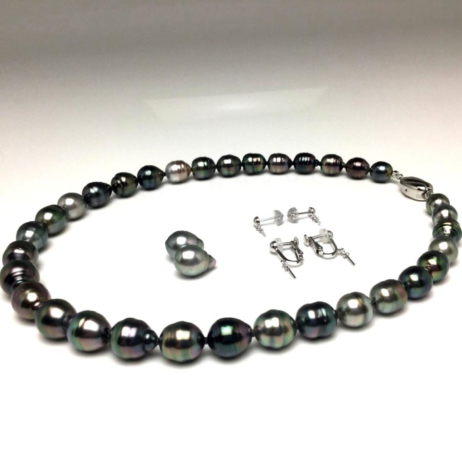 真珠 ネックレス パール 鑑別 黒蝶真珠 真珠ネックレス パールネックレス 8.2-12.0mm 73444の画像