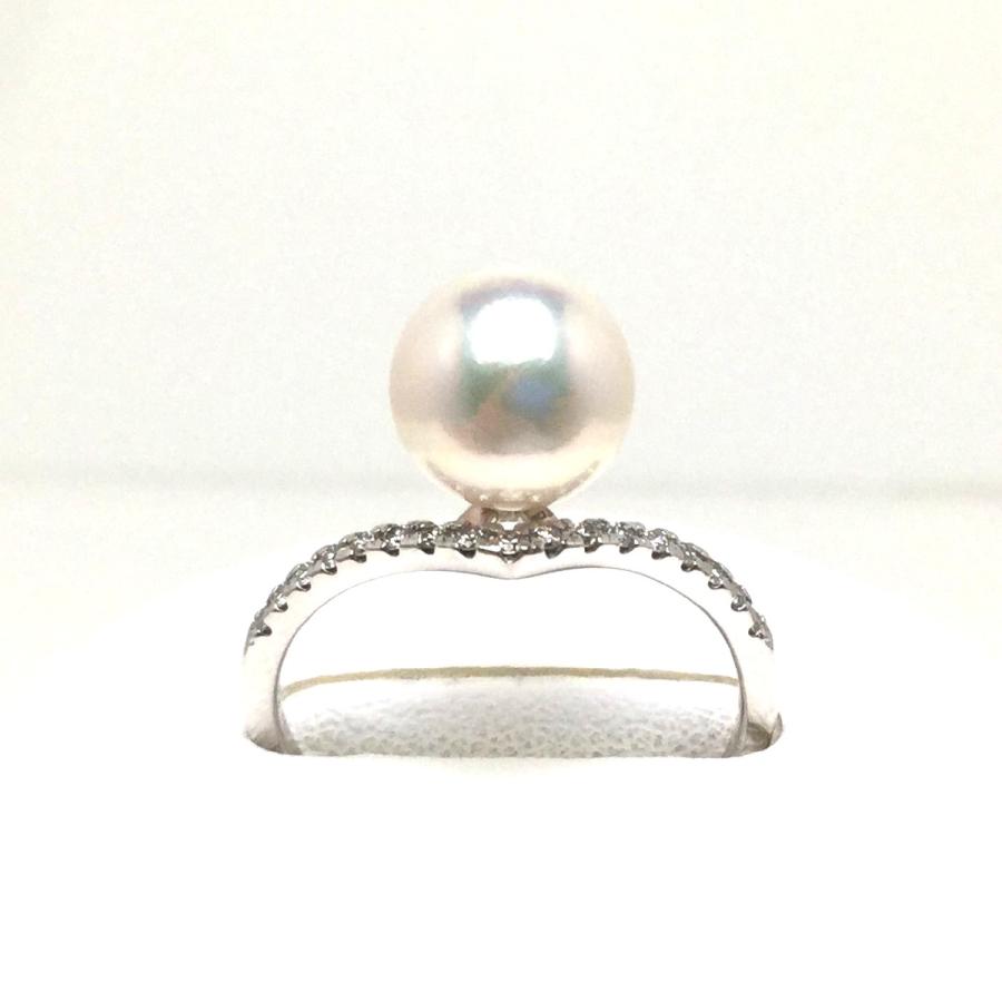 真珠 リング パール アコヤ真珠 真珠リング パールリング 8.3mm Pt900 ダイヤモンド 0.11ct 73545の画像