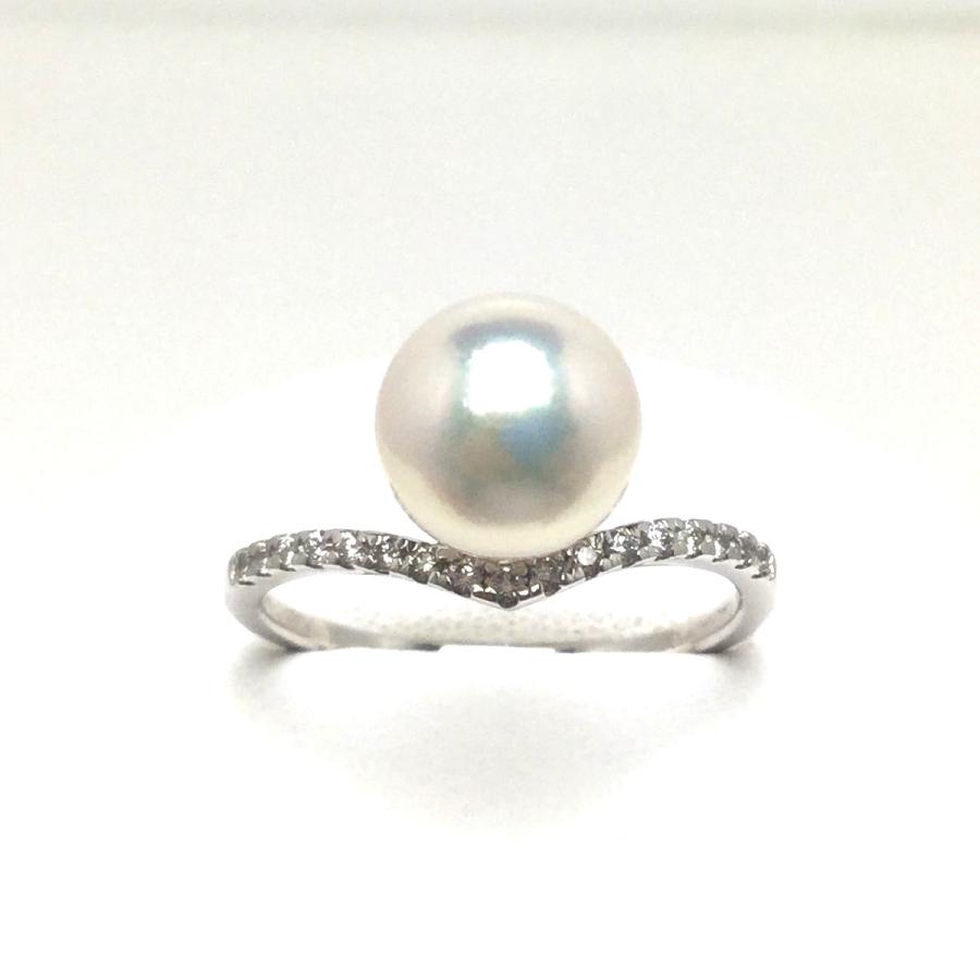 真珠 リング パール アコヤ真珠 真珠リング パールリング 8.3mm Pt900 ダイヤモンド 0.11ct 73545の画像