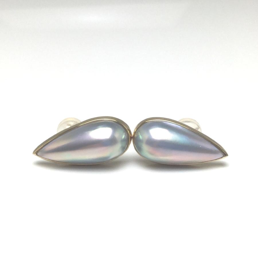 真珠 ピアス パール マベ真珠 真珠ピアス パールピアス 9.5ｘ11.0mm K18 イエローゴールド 73659の画像