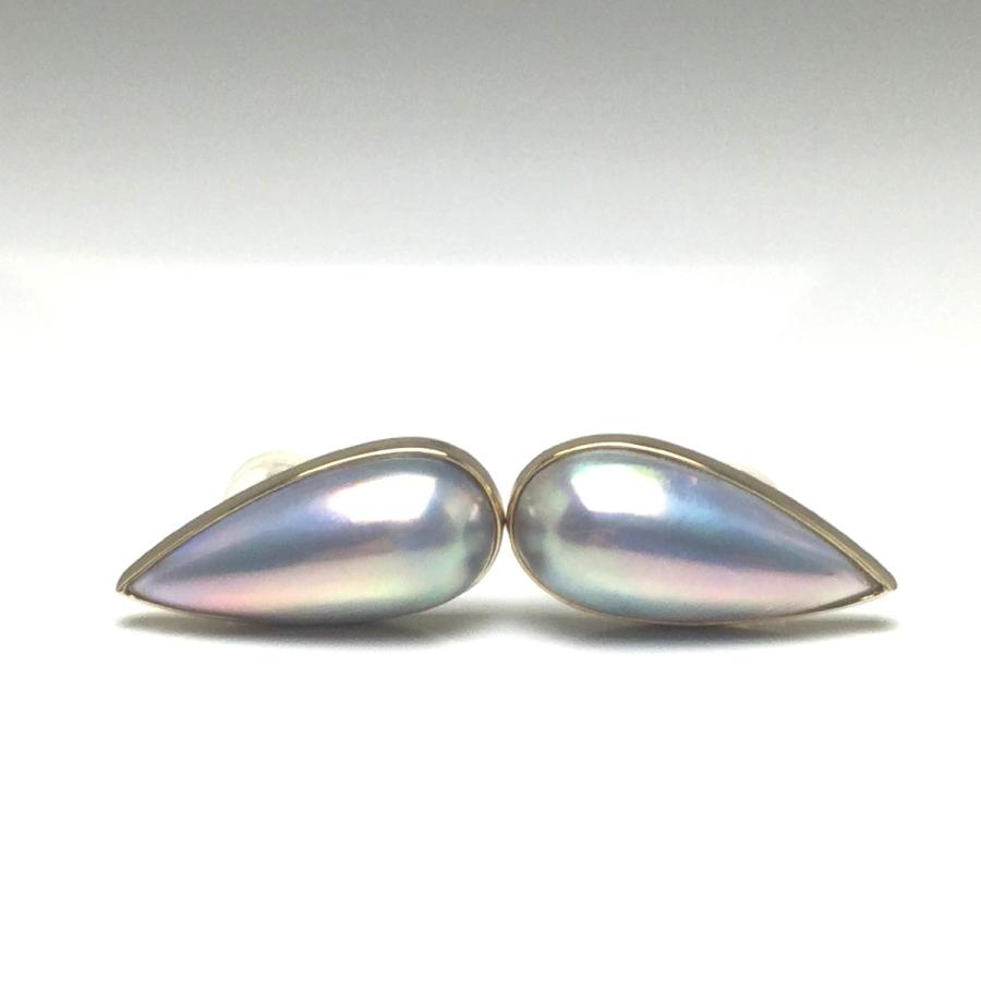 真珠 ピアス パール マベ真珠 真珠イヤリング パールイヤリング 9.5ｘ11.1mm K18 イエローゴールド 73664の画像