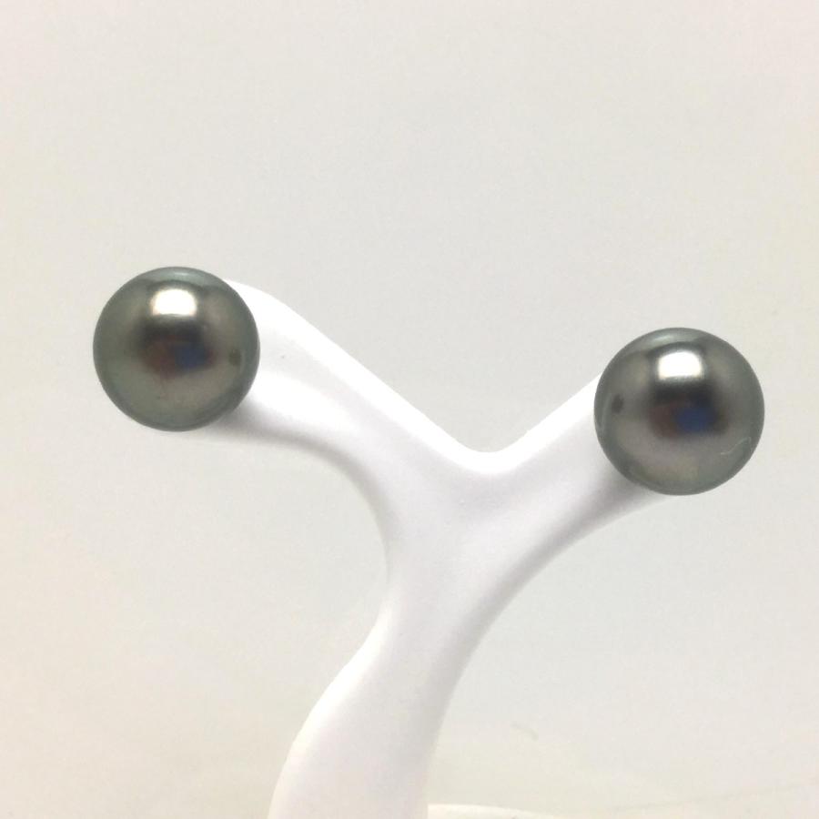 真珠 ピアス パール 黒蝶真珠 スタッド 真珠ピアス パールピアス 9.7mm 