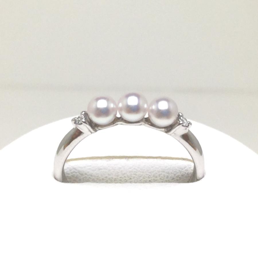 真珠 リング パール アコヤ真珠 真珠リング パールリング 約3.5mm Pt900 プラチナ ダイヤモンド 0.03ct 73806の画像