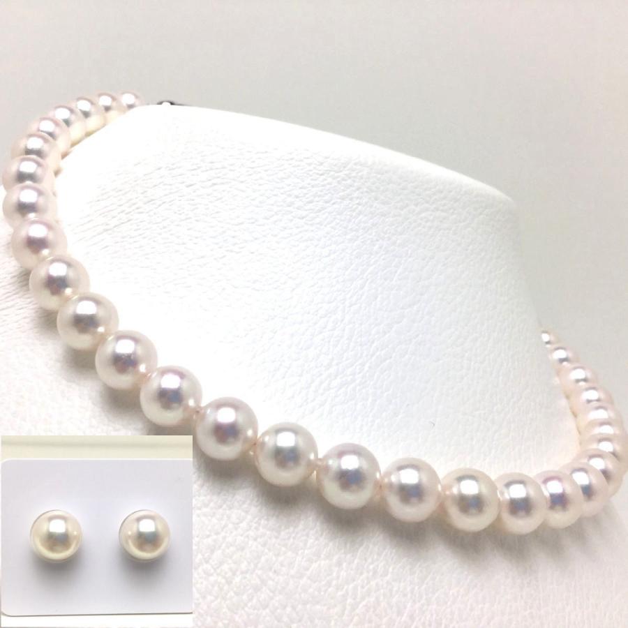 真珠 ネックレス パール 準花珠 テリ最強 アコヤ真珠 イヤリング or
