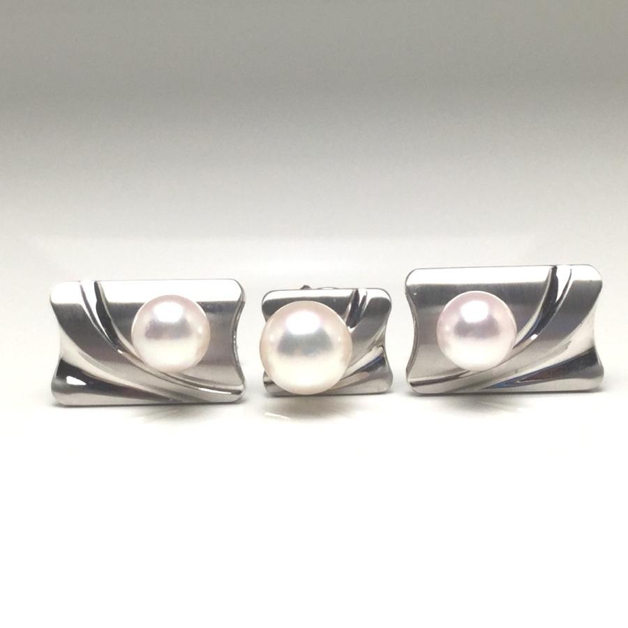 K14WG パール カフス タイピン セット パール8.0mm 約8.0mm/アコヤ真珠