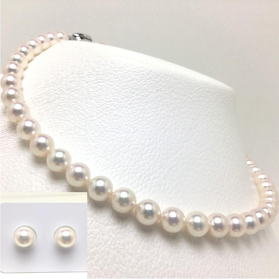 真珠 ネックレス パール 準花珠 アコヤ真珠 イヤリング or ピアス