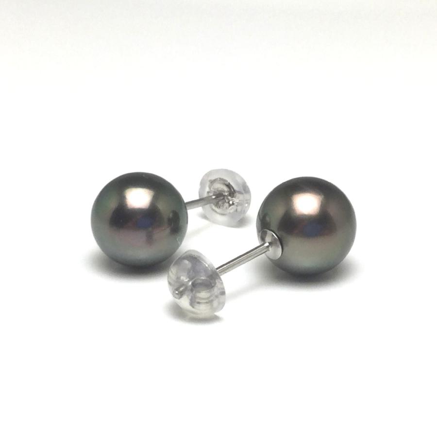 真珠 ピアス パール 黒蝶真珠 スタッド 真珠ピアス パールピアス 8.7mm 