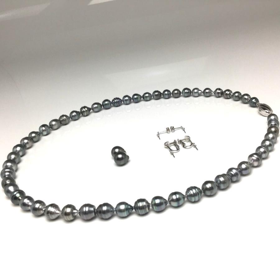 真珠 ネックレス パール 鑑別 黒蝶真珠 真珠ネックレス パールネックレス 8.0-10.9mm 74120の画像