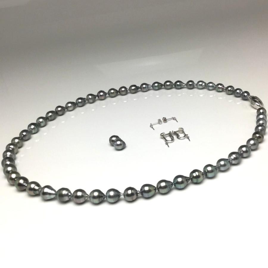 真珠 ネックレス パール 鑑別 黒蝶真珠 セミロング 真珠ネックレス パールネックレス 8.0-10.7mm 74153の画像