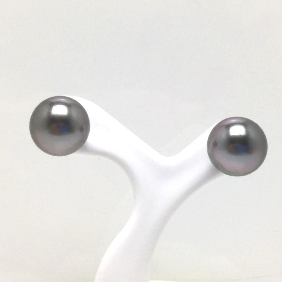 真珠 ピアス パール 黒蝶真珠 スタッド 真珠ピアス パールピアス 10.02mm Pt900 プラチナ 79267