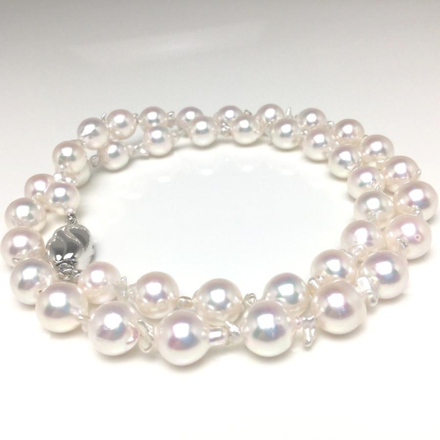 真珠 ネックレス パール アコヤ真珠 アコヤ真珠天然ケシ セミロング