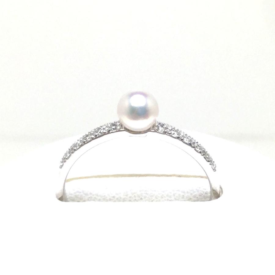 真珠 リング パール アコヤ真珠 真珠リング パールリング 4.0-4.5mm Pt900 ダイヤモンド 0.06ct 79511の画像