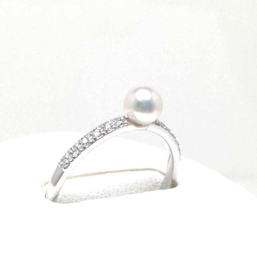 真珠 リング パール アコヤ真珠 真珠リング パールリング 4.0-4.5mm Pt900 ダイヤモンド 0.06ct 79511の画像