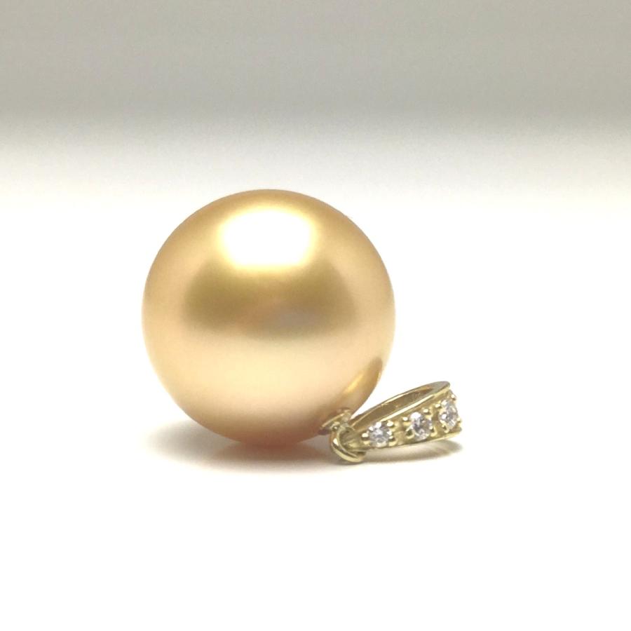 真珠 ペンダントトップ パール 白蝶真珠 真珠ペンダント パールペンダント 12.55mm K18 イエローゴールド ダイヤモンド 0.03ct 79702の画像