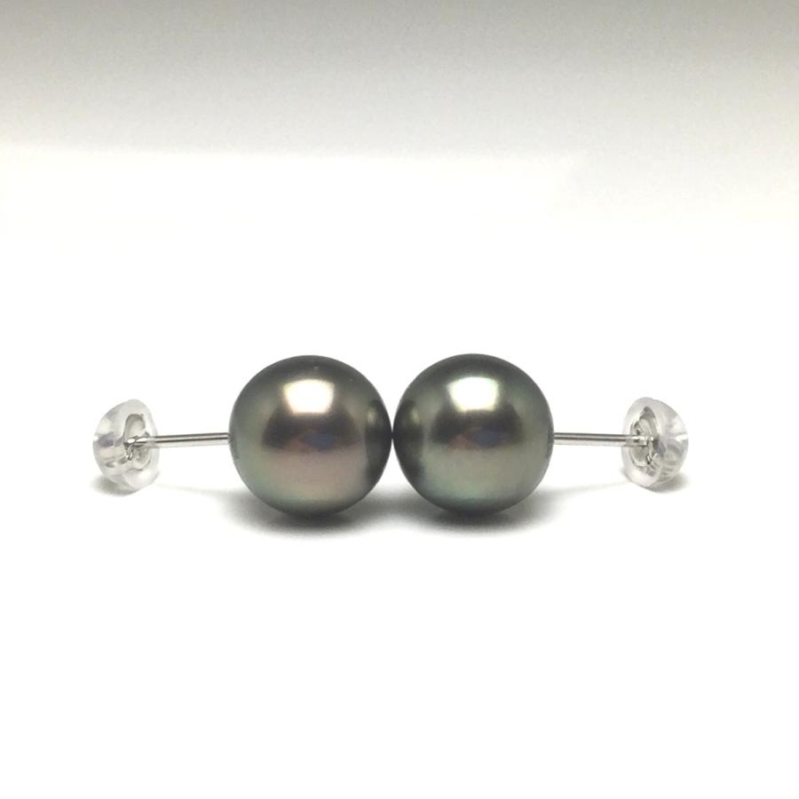 真珠 ピアス パール 黒蝶真珠 スタッド 真珠ピアス パールピアス 9.5mm