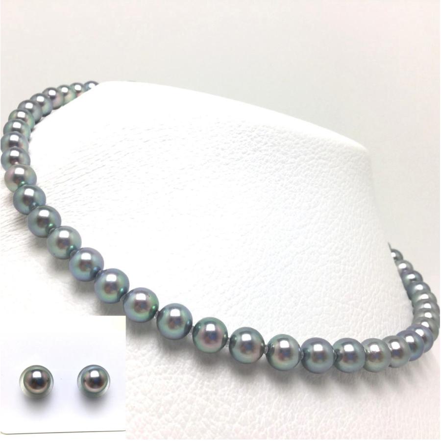 真珠 ネックレス パール アコヤ真珠 ピアスorイヤリング セット 真珠ネックレス パールネックレス 7.0-7.5mm 79819の画像