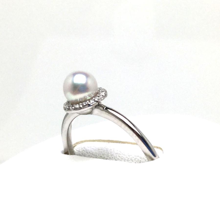 真珠 リング パール アコヤ真珠 真珠リング パールリング 4.8mm Pt900 プラチナ ダイヤモンド 0.05ct 80008の画像