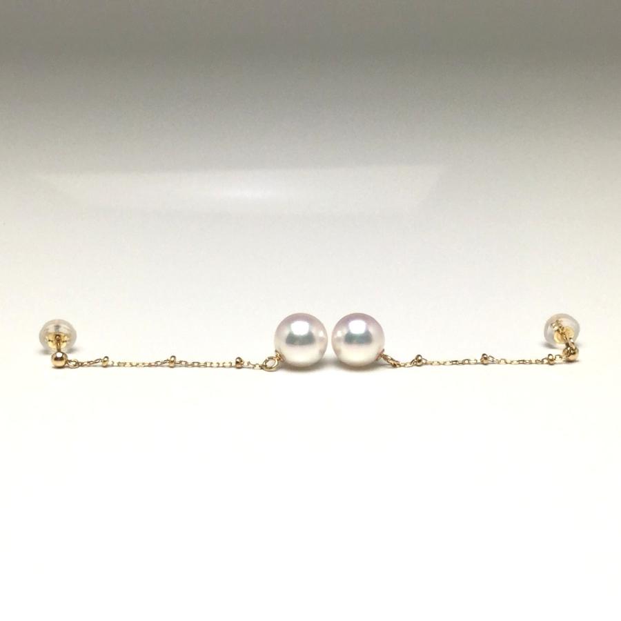 真珠 ピアス パール アコヤ真珠 スタッド 真珠ピアス パールピアス 7.8mm K18 イエローゴールド 80020の画像