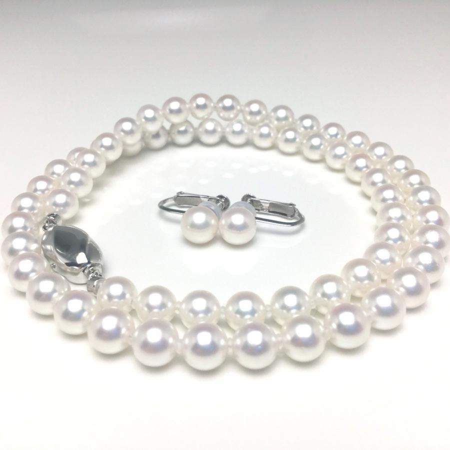 アコヤ真珠ネックレス ピアスorイヤリングセット 結婚式 葬儀 冠婚葬祭 パールネックレス 6.0-6.5mm 鑑別書付き fanes60-wの画像