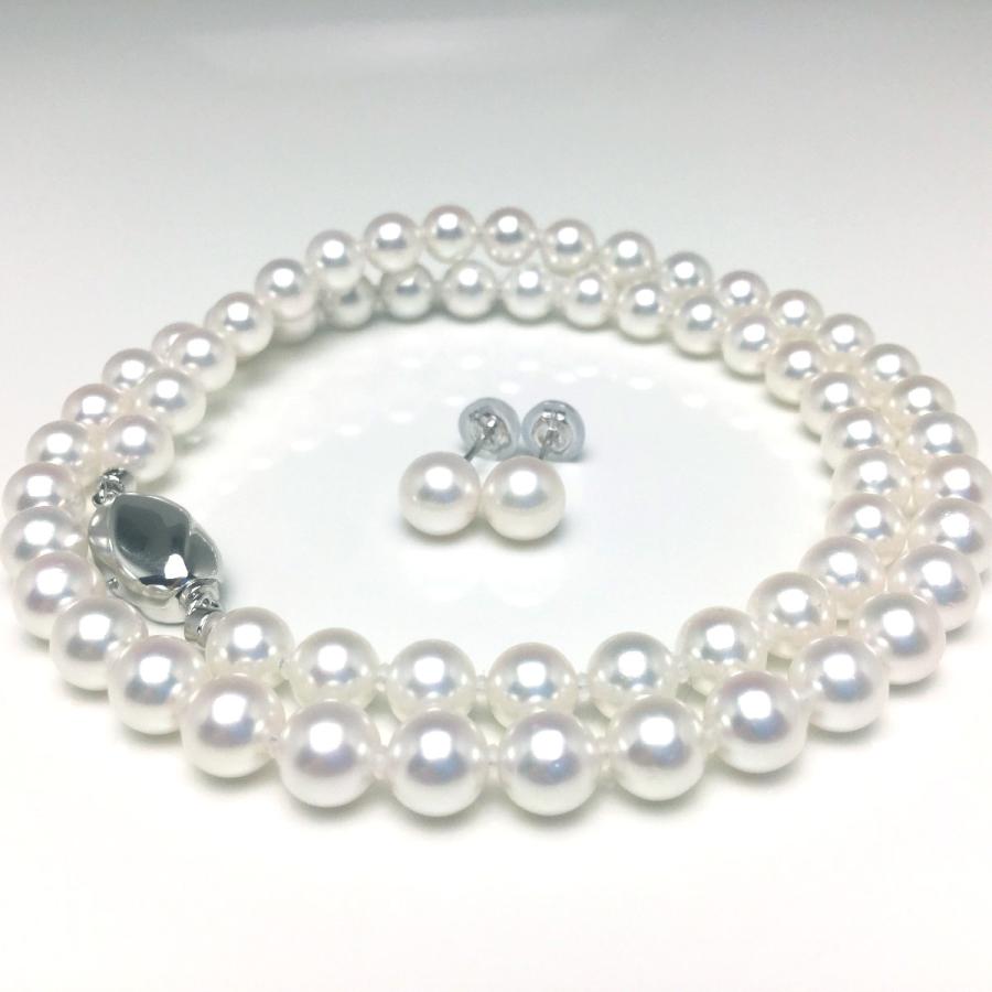 アコヤ真珠ネックレス ピアスorイヤリングセット 結婚式 葬儀 冠婚葬祭 パールネックレス 6.0-6.5mm 鑑別書付き fanes60-wの画像