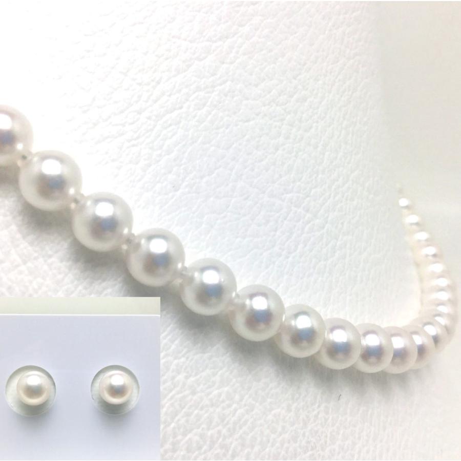 アコヤ真珠ネックレス ピアスorイヤリングセット 結婚式 葬儀 冠婚葬祭 パールネックレス 6.0-6.5mm 鑑別書付き fanes60-wの画像