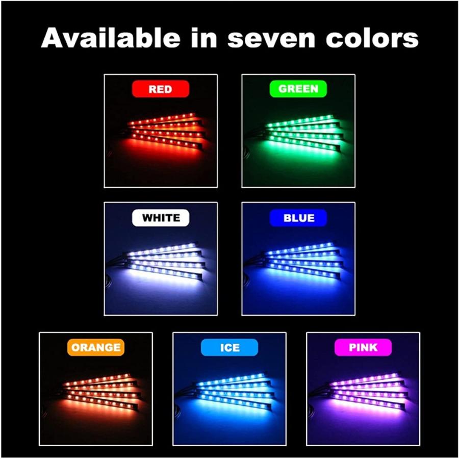 テープライト リモコン　4本 LED 16色RGB 車用  装飾  防水  高輝度 フットライト 足下照明 全7色フルカラー｜isozaki-store｜02