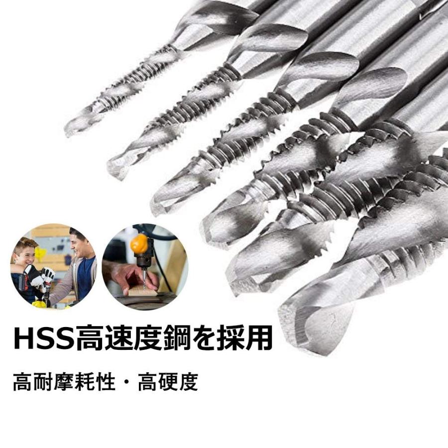 六角軸 HSS ドリルタップ 穴あけ ネジ切り 6本セット 面取り 六角軸 HSS ドリルタップ 穴あけ ネジ切り 6本セット 面取り
