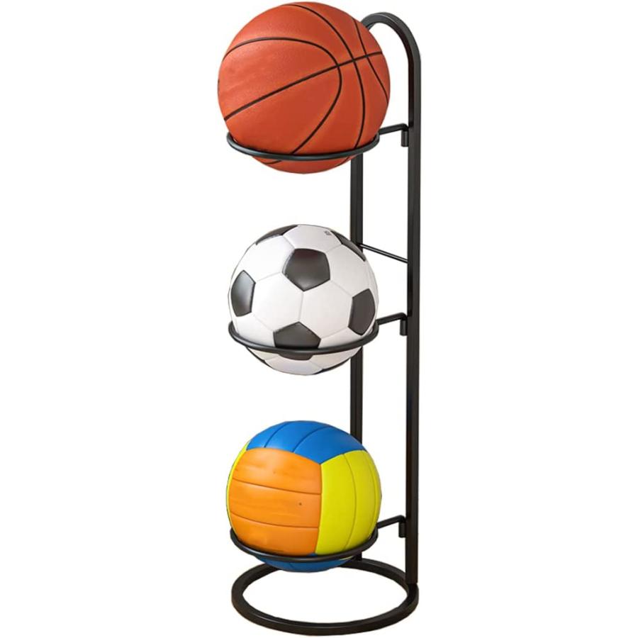 ボールスタンド タワー ブラック サッカー バスケ ボール ツリー 収納 ラック 飾る 台 スタンド ホルダー コンパクト 軽量 持ち運び