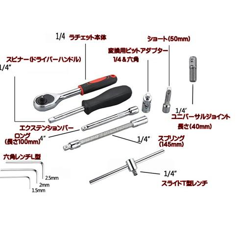 送料690円 ソケットレンチセット 工具セット ラチェットレンチ 46点 DIY スパナ ドライバー ソケットレンチ トルクス ヘックス｜isozaki-store｜03