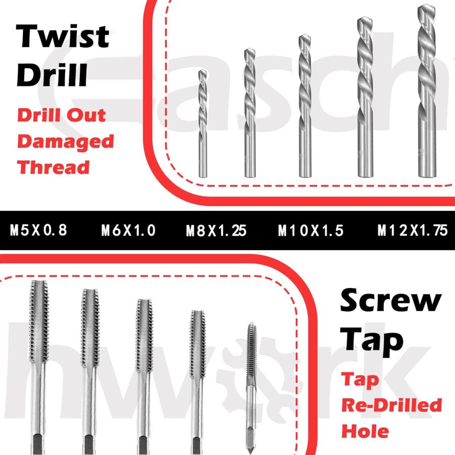 ネジ穴 修正キット 131pc入り5サイズネジ山修正用リコイルキット