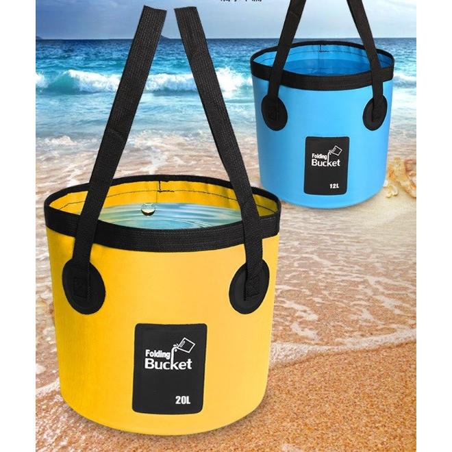 通販激安】 折り畳みバケツ 20L アウトドア キャンプ 釣り 折り畳みバケツ 12L 青 折りたたみ アウトドア キャンプ コンパクト 収納