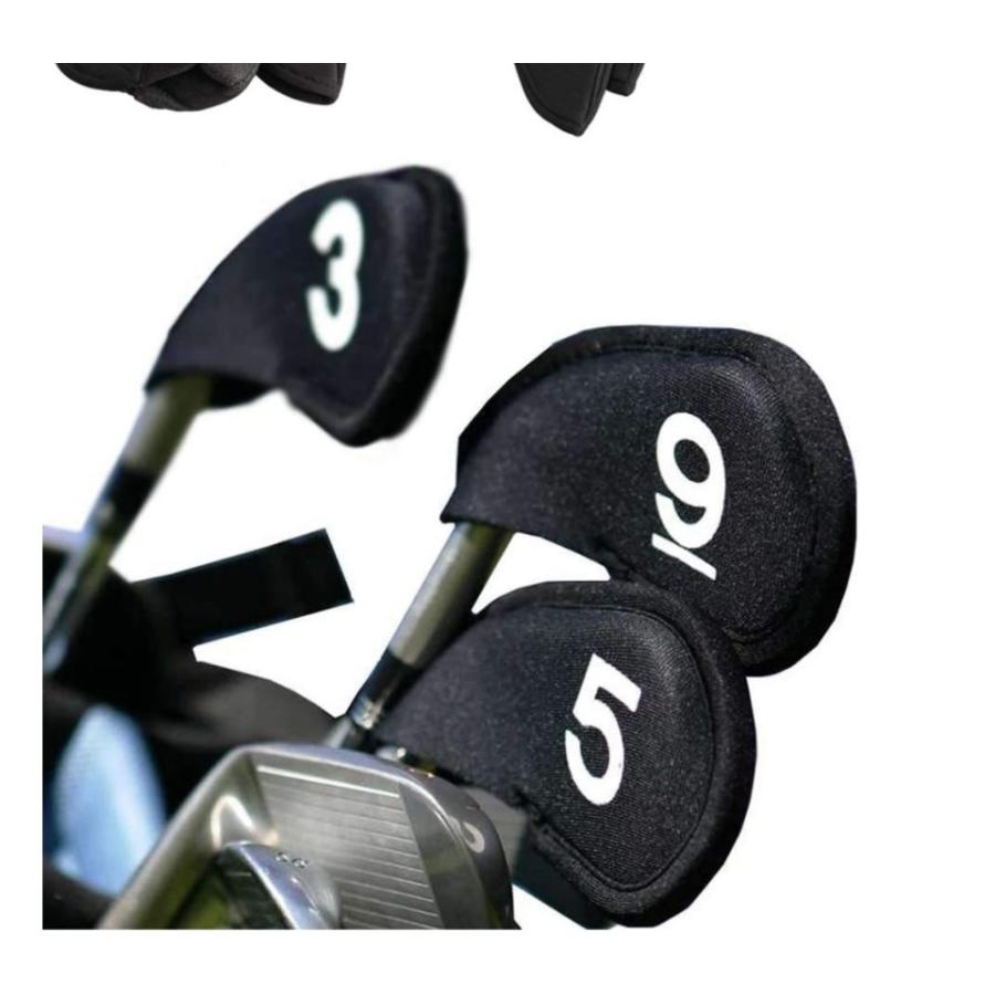 ゴルフ ヘッドカバー アイアンカバー 番号 10枚セット ゴルフ用品 ブラック