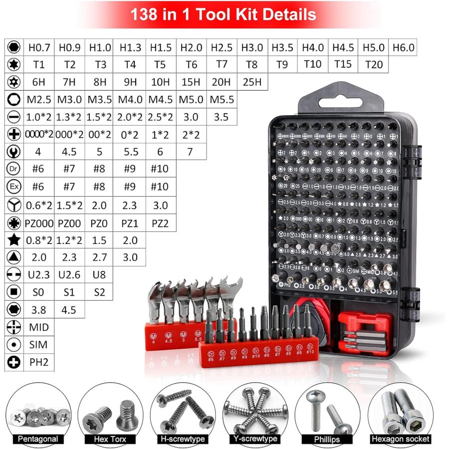 送料690円 ドライバー 138点 セット 精密ドライバー 特殊 ビット 工具 