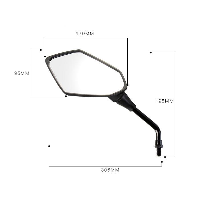 送料690円 バイクミラー 10mm 8mm 角型 左右セット 汎用ミラー 視野
