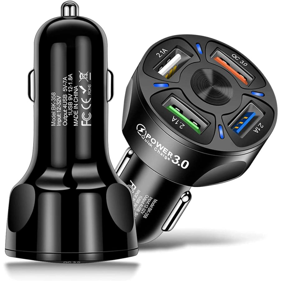 シガーソケット usb カーチャージャーQC3.0急速充電 高速 4ポート 12V/24V Quick Charge 車載充電器 スマホ充電器 iPhone Android対応 :qq3r4ee8y5hg874h5ff:isozaki-store 通販 シガーソケット usb コンセント カーチャージャー 4ポート 4連 充電器