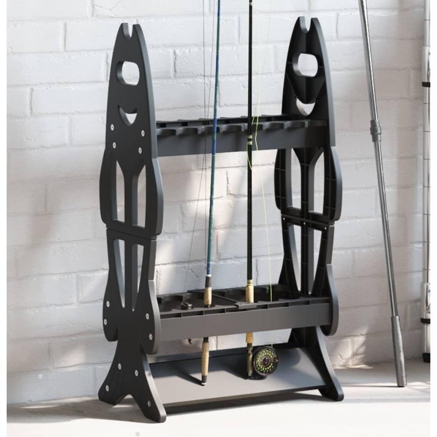 ⛔釣り竿置き★ロッドスタンド★未使用品★１セット限り★早い者勝ち★ WOODWORKS ロッドスタンド 10本掛 (色：ナチュラル) 木製 日本製 片面
