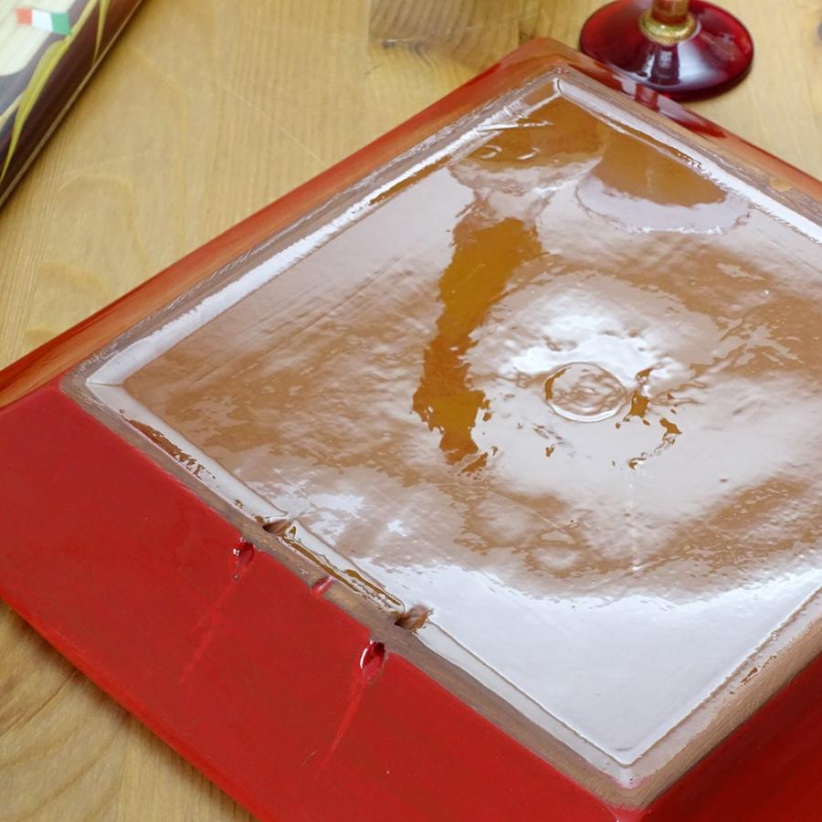 南イタリア レッチェ フィッシュ柄 角皿 魚 絵皿 28x28cm アクア 青